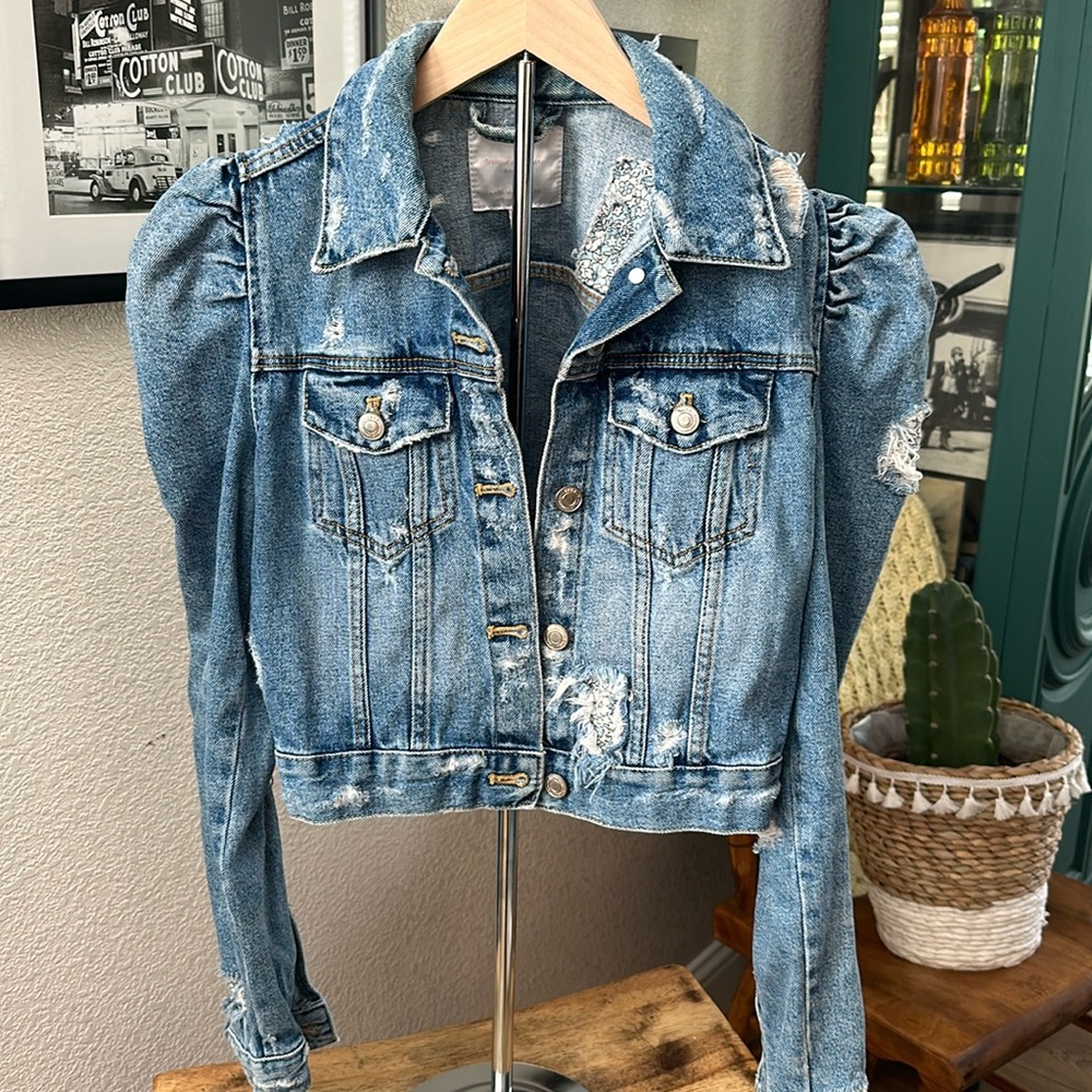 Zara denim crop jacket x-small